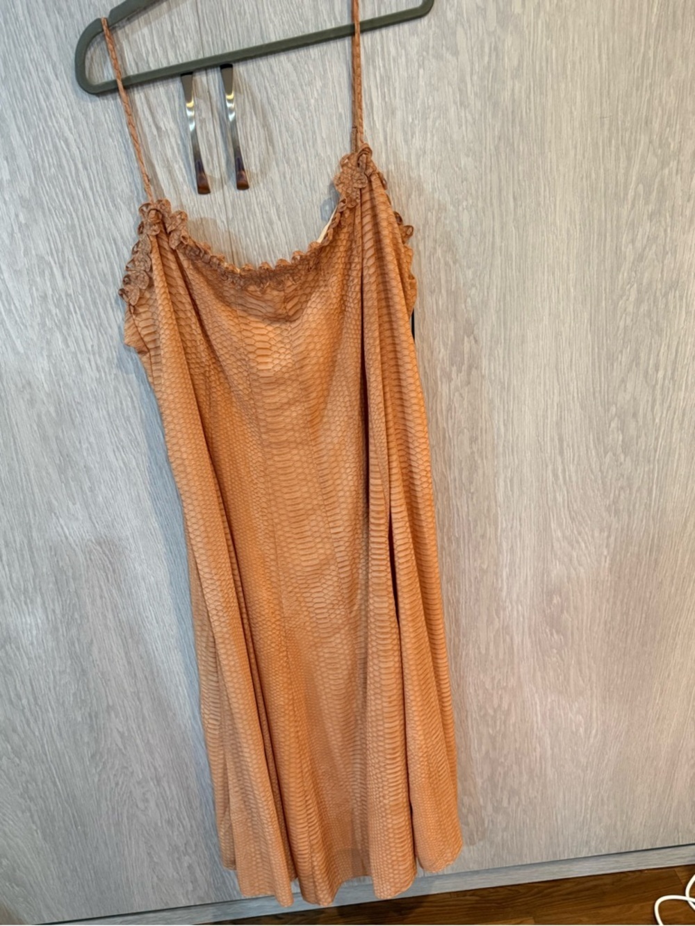 NWT Strappy Chiffon Ruffle Trim Snakeprint 90s y2k flowy Maxi Dress XL - Picture 4 of 6